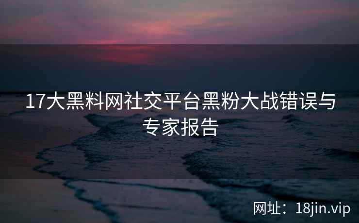 17大黑料网社交平台黑粉大战错误与专家报告 第2张 17大黑料网社交平台黑粉大战错误与专家报告 第2张